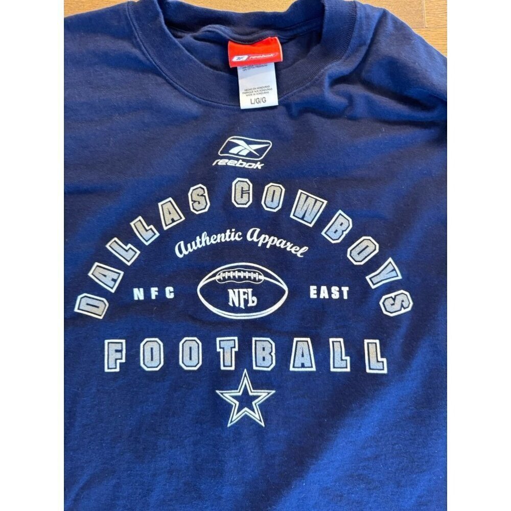 Reebok Y2K Dallas Cowboys NFL Football Men's L Long Sleeve Shirt Navy Logo EUC - Picture 3 of 7